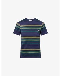 Miu Miu - Stripe Logo-Patch Cotton-Jersey T-Shirt - Lyst