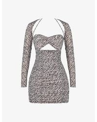 Mistress Rocks - Loyal Zebra-Print Stretch-Mesh Mini Dress - Lyst
