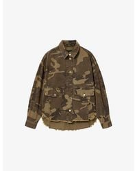 AllSaints - Hettie Camo-Print Stretch-Woven Shacket - Lyst