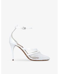 Alaïa - Infradito 90 Fishnet Heeled Leather Sandals - Lyst