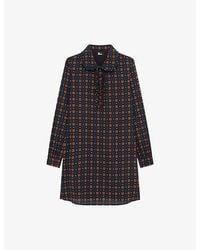 The Kooples - Floral-Print Long-Sleeved Stretch-Woven Mini Dress - Lyst
