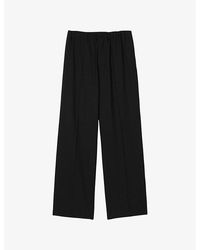 Sandro - Elasticated-Waist Wide-Leg Stretch Wool-Blend Trousers - Lyst