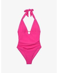 Reiss - Nadine Pleat-Detail Swimsuit - Lyst