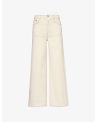 Rag & Bone - Sofie Crop Brand-patch Wide-leg High-rise Denim-blend Jeans - Lyst