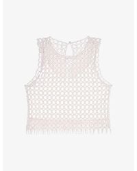 Maje - Bead-embellished Cropped Stretch-woven Top - Lyst