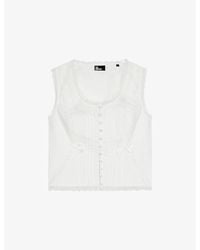 The Kooples - Bow-Detail Lace-Trim Sleeveless Woven Top - Lyst