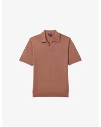 Reiss - Duchie - Dusty Blush Pink Merino Wool Open-collar Polo Shirt, Xxl - Lyst