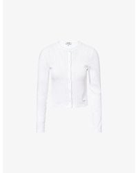 Sporty & Rich - Logo-Patch Pointelle Cotton Cardigan - Lyst
