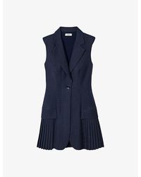 Sandro - V-neck Sleeveless Pleated Stretch-woven Playsuit - Lyst