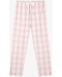The White Company - Relaxed-fit Omschecked Organic-cotton Pyjama Bott X - Lyst