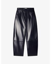 Sandro - Barrel-Leg High-Rise Leather Trousers - Lyst