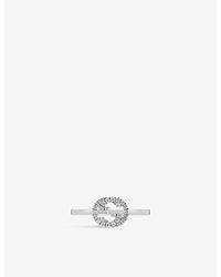 Gucci - Interlocking gg 0.12ct Diamond And 18ct White-gold Ring - Lyst