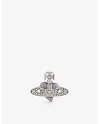 Vivienne Westwood - Heart Crystal-embellished Brass Stud Earring - Lyst