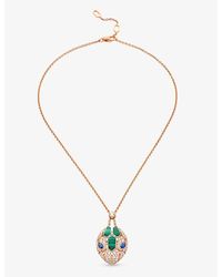 BVLGARI - Serpenti 18Ct Rose- 1.34Ct Diamond, Sapphire And Malachite Pendant Necklace - Lyst