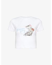 Fiorucci - Kitten-print Cropped Organic-cotton T-shirt - Lyst