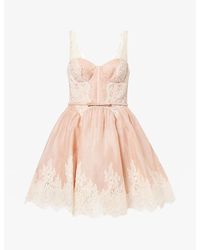 Zimmermann - Valiant Lace-Trim Linen And Silk-Blend Mini Dress - Lyst