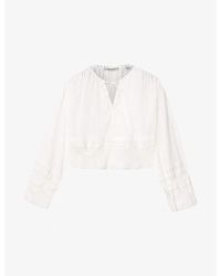 AllSaints - Colette Lace-Hem Long-Sleeve Cotton Top - Lyst