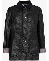 Barbour - Beadnell Tartan-lined Waxed-cotton Jacket - Lyst