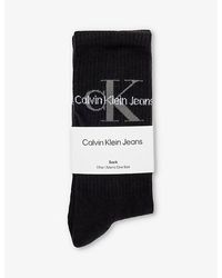Calvin Klein - Branded Crew-length Cotton-blend Socks - Lyst