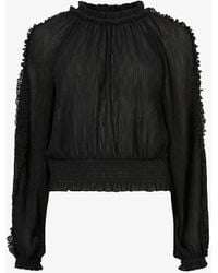 AllSaints - Thallo Balloon-sleeve Recycled-polyester Top - Lyst