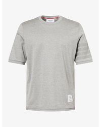 Thom Browne - Striped-Sleeve Brand-Patch Cotton T-Shirt - Lyst