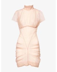 Dilara Findikoglu - Heart Of Stone Ruched Mesh Mini Dress - Lyst