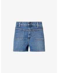 PAIGE - Dani Stitched-Pocket Denim Shorts - Lyst