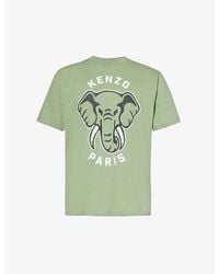 KENZO - Elephant Branded-print Cotton-jersey T-shirt - Lyst