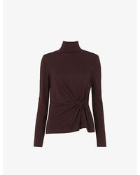 Whistles - Roll-Neck Twist-Front Woven Top - Lyst