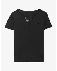 Zadig & Voltaire - Star-Embellished Short-Sleeved Cotton-Jersey T-Shirt - Lyst