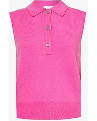 Ganni - Polo-collar Brushed Wool And Cashmere-blend Vest - Lyst