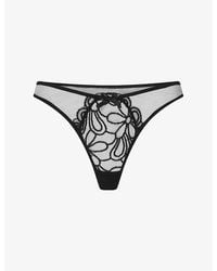 Agent Provocateur - Nelle Embroidered Mesh Thong - Lyst