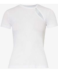 Helmut Lang - Cut-out Short-sleeved Cotton-jersey Top - Lyst