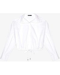 Maje - Cassidy Drawstring-waist Cropped Cotton Shirt - Lyst