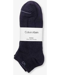 Calvin Klein - Branded Low-cut Pack Of Three Cotton-blend Socks - Lyst