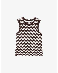 Maje - Zig-Zag Sleeveless Cotton-Crochet Top - Lyst