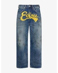 Evisu - Brand-Print Relaxed-Fit Denim Jeans - Lyst