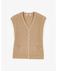 Maje - Two-In-One Short-Sleeve Wool And Cashmere Cardigan - Lyst