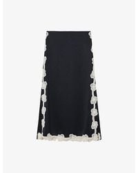 Reiss - Doa Floral-Lace Satin Midi Skirt - Lyst
