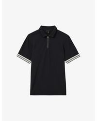 Reiss - Bristol Zip-Neck Short-Sleeve Stretch-Knit Polo - Lyst