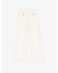 Maje - Straight-Leg High-Rise Tweed Cotton-Blend Trousers - Lyst