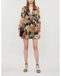 Zimmermann Espionage Floral-print Silk-crepe Playsuit - Black