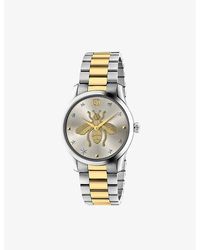 Gucci - G-timeless 38mm Stainless Steel And Pvd-plated Watch - Lyst