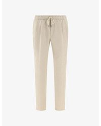 BOGGI - Drawstring-Waistband Tapered-Leg Linen Trousers - Lyst