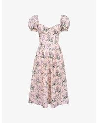 House Of Cb - Lulabell Floral-Print Stretch-Cotton Midi Dress - Lyst