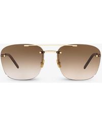 Saint Laurent - Ys000324 Rimless Pilot-frame Metal Sunglasses - Lyst