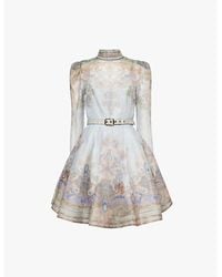 Zimmermann - Paisley Eden Belted Flower-And-Paisley-Print Linen And Silk-Blend Mini Dress - Lyst