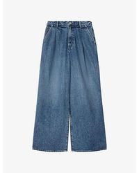 AllSaints - Haze Pleat Wide-Leg Denim-Blend Jeans - Lyst
