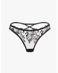 Agent Provocateur - Ozella Floral-Embroidered Low-Rise Tulle Briefs - Lyst