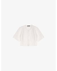 Maje - Cropped Round-Neck Short-Sleeve Knitted Cardigan - Lyst